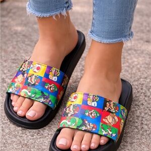 Multicolor Character Slide Sandals for Men - Black Footbed